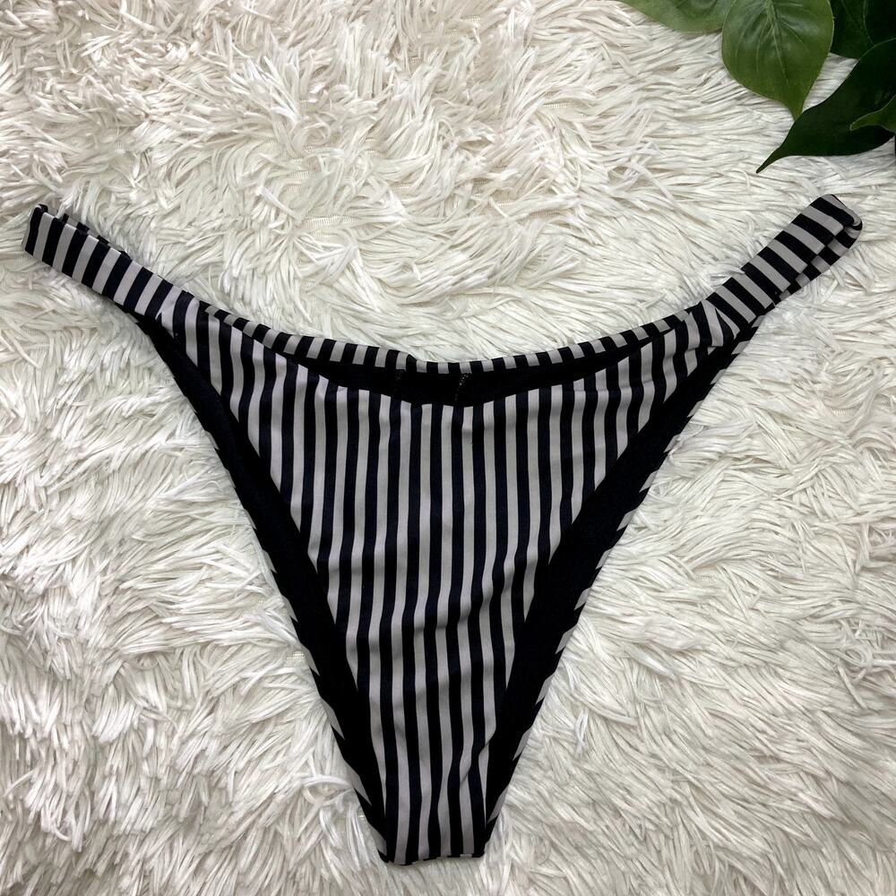 Salero swim black and gray striped bikini bottom